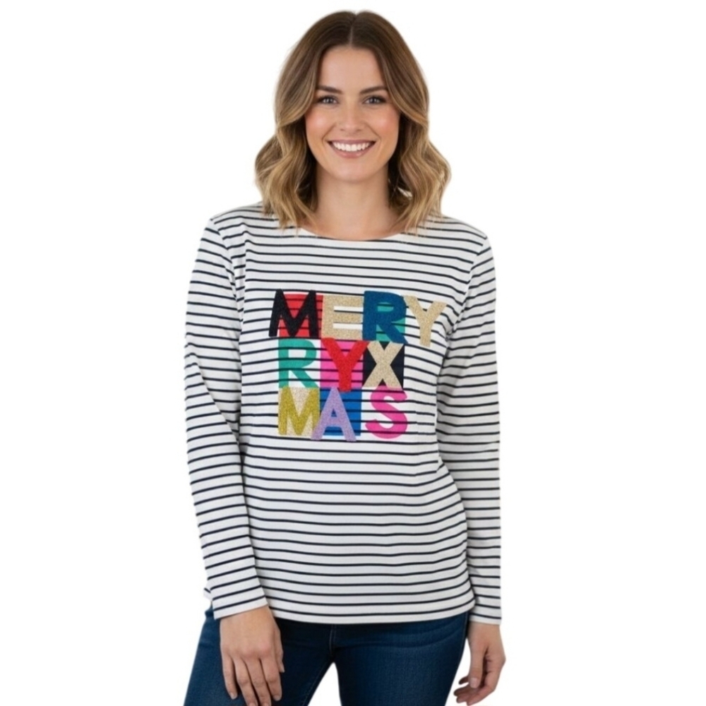 Joules Merry Christmas Harbour Top Size 10